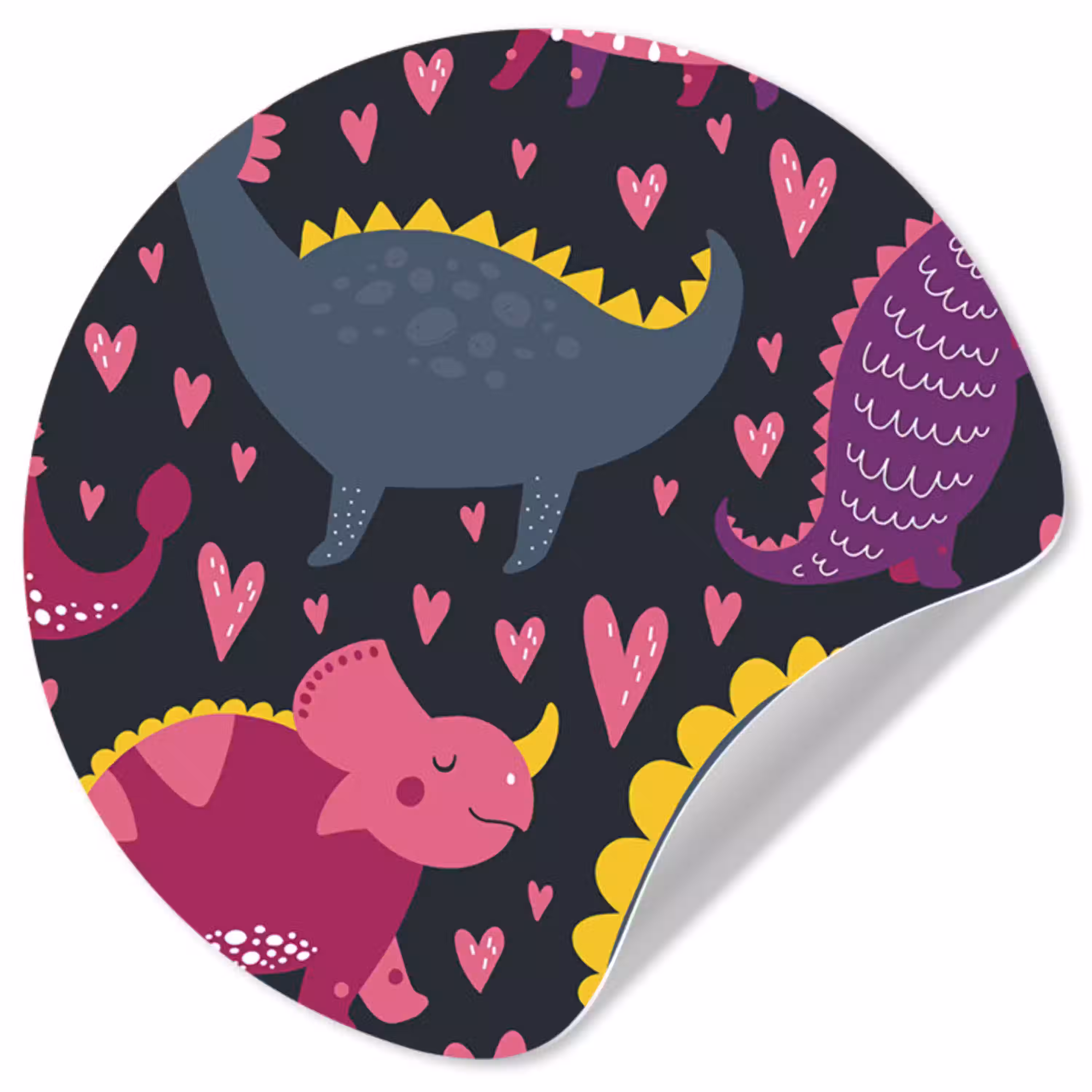 Dinosaurus - Kind - Patronen - Roze - Meisjes Wandcirkel behangsticker klein -3d