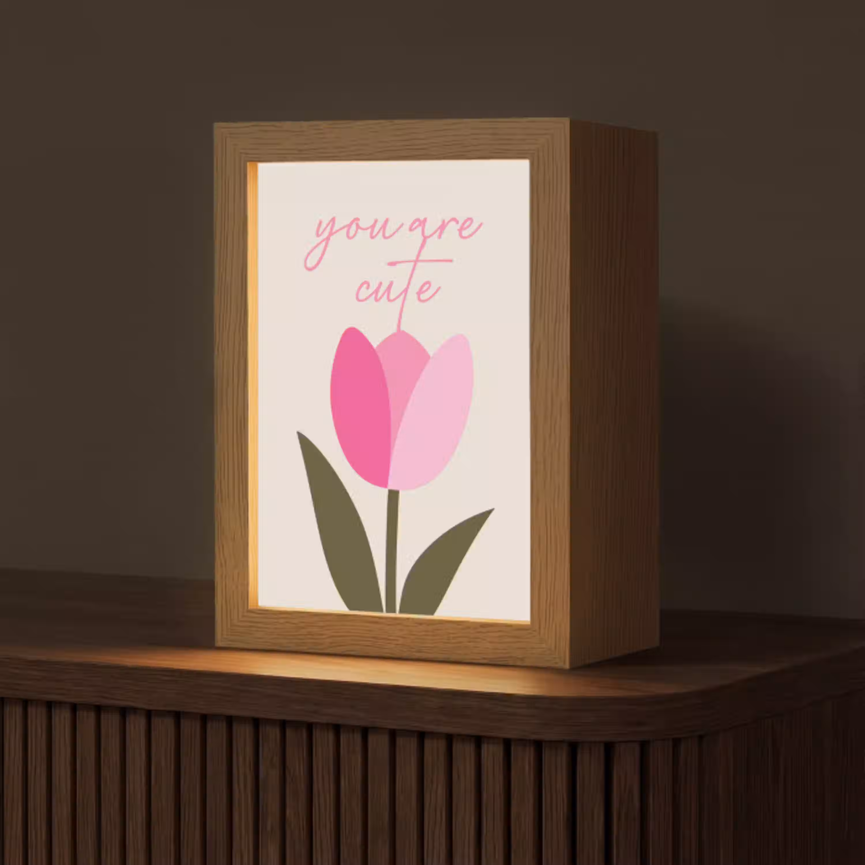 Tulp - Roze - Valentijn - Bloem Light Box met kabel (Tafellamp) klein -z3d_website