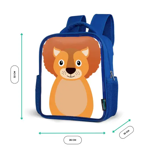 Dierenportret - Leeuw - kinderen Kinderrugzak - Blauw middel -productfoto_formaten