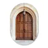 Houten - Deur - Lantaarn Wandcirkel Ovaal Glas middel -3d