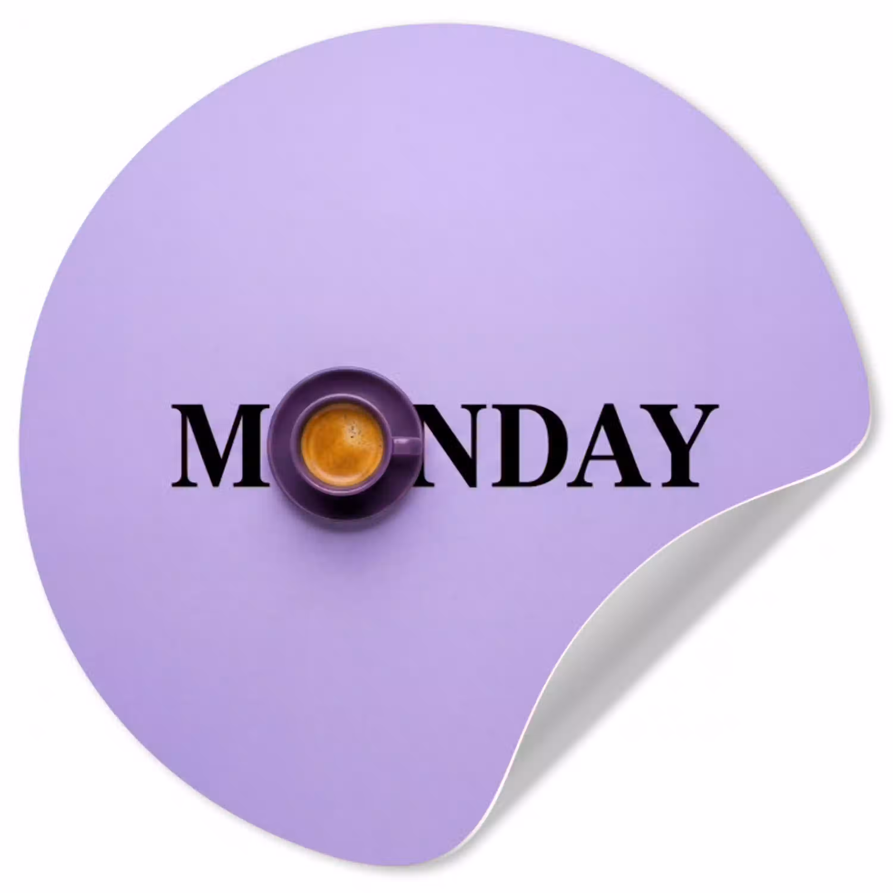 Maandag - Mok - Koffie - Paars Wandcirkel behangsticker klein -3d