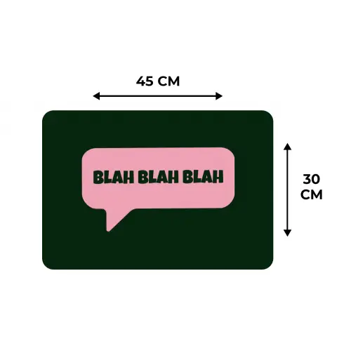 Tekstwolk - BLAH BLAH BLAH - Roze Placemat vinyl groot -specs