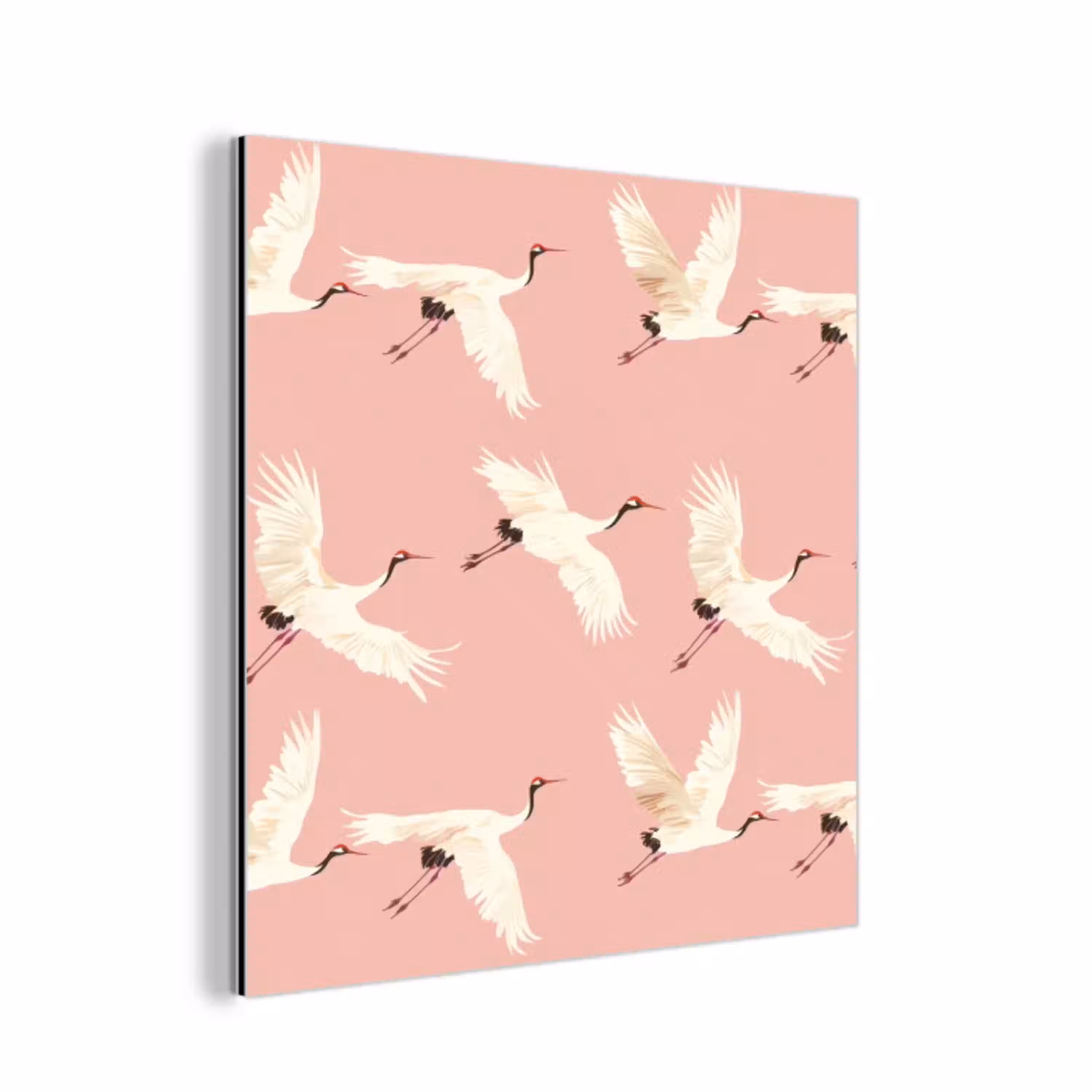 Modern - Kraanvogels - Roze aluminium wit klein 46 -3d