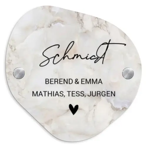 Beige marmer - Sierlijk Naambord Organisch middel -3d