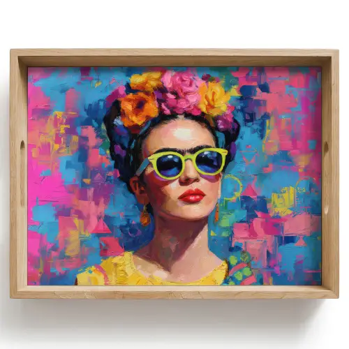 Vrolijk portret - Vrouw - Bloemenkroon Dienblad Rechthoek middel -z3d_shopping