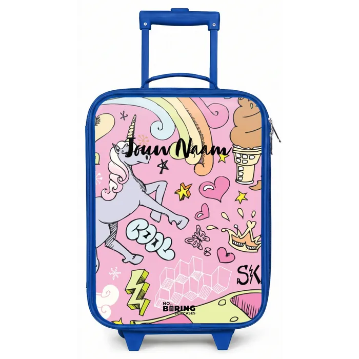 Unicorn doodles Kinderkoffer - Blauw klein -zz3dotto