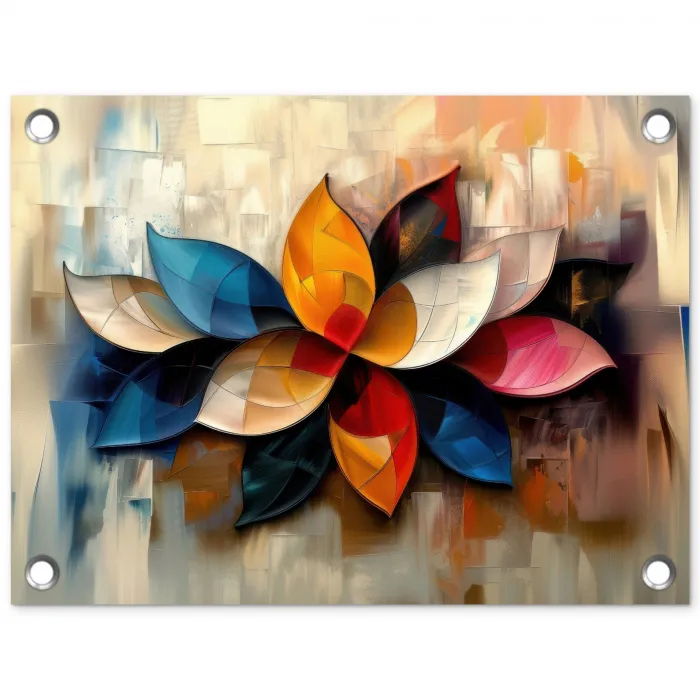 Bloem - Abstract - Kleurrijk - Bladeren tuinposter los doek klein -3d