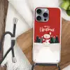 Kerstgroet - Sneeuw - Rood Hoesje iPhone 16 Pro Max met koord klein -sfeer4