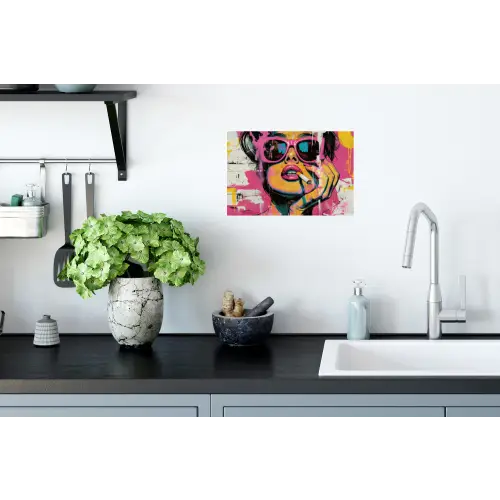 Portret - Vrouw - Abstract - Zonnebril Muursticker klein -keuken