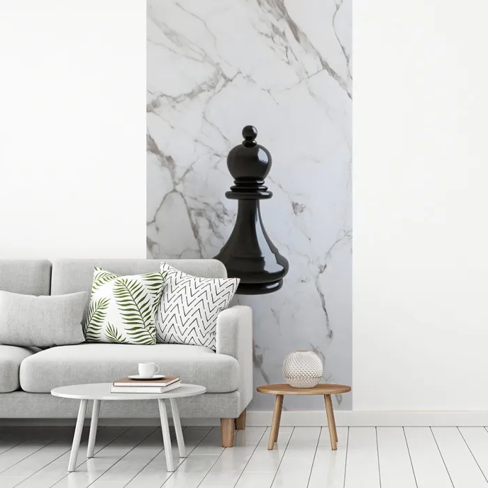 Schaakstuk - Loper - Zwart - Marmer fotobehang vinyl groot -woonkamer