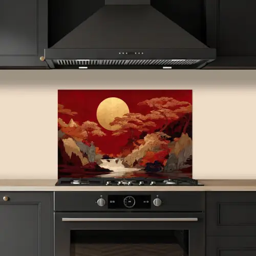 Volle maan - Landschap - Waterval keuken achterwand spatscherm klein -sfeer1