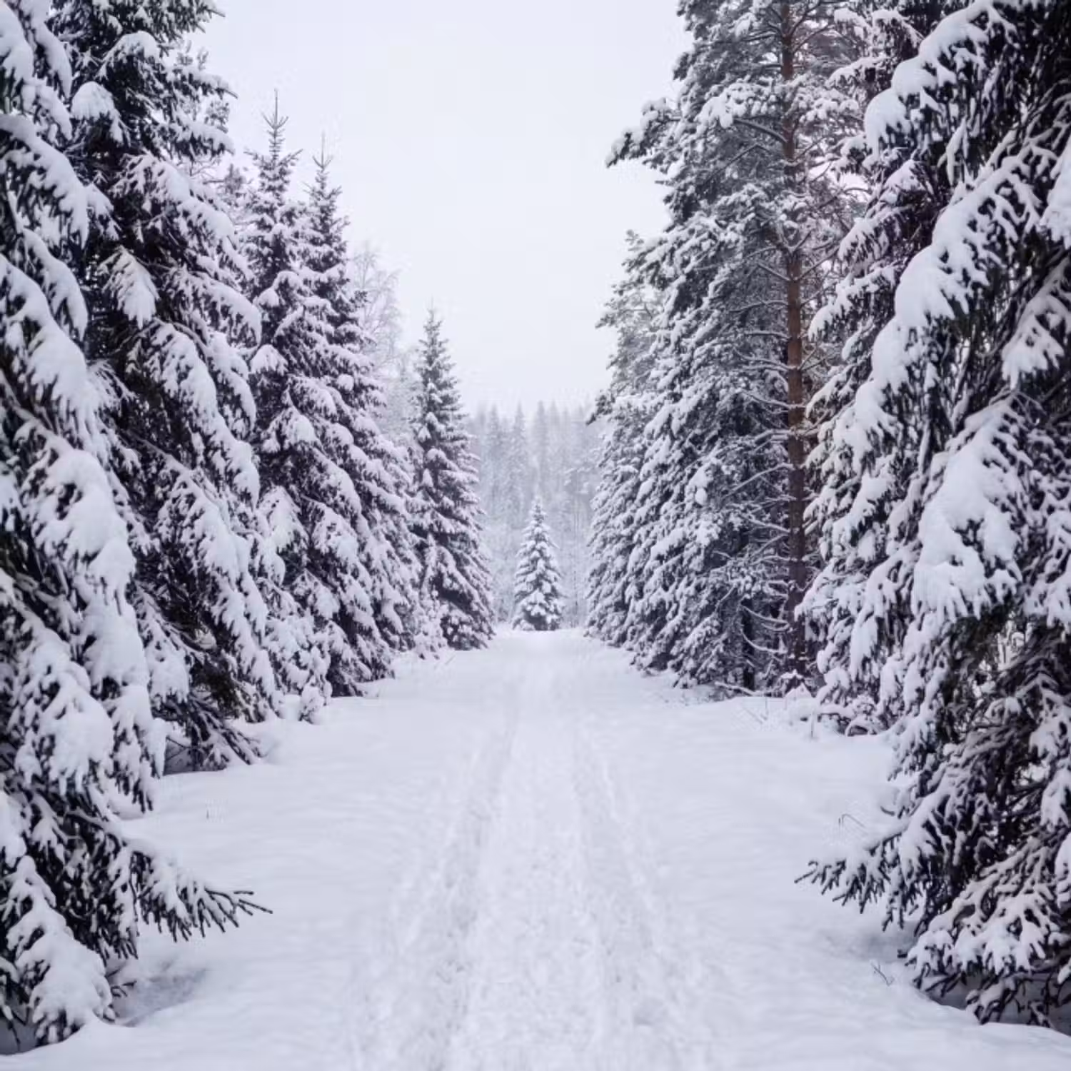 Behang - Bos - Winter - Sneeuw - Pad - Natuur