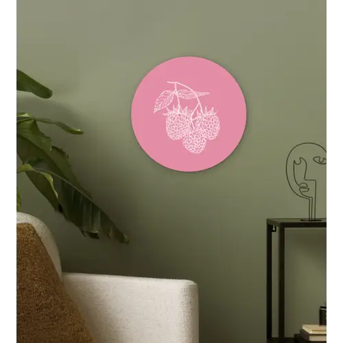 Frambozen - Steel - Getekend - Roze Wandcirkel plexiglas klein -sfeer3