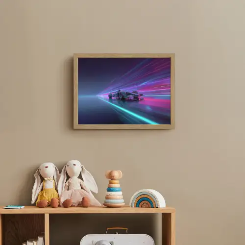 Racewagen - Neon - Snelheid - Paars Light Box met batterij (Wandlamp kind) middel -sfeer2_kind