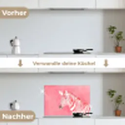 Zebra - Pink - Verf keuken achterwand spatscherm klein -voor_na_DE