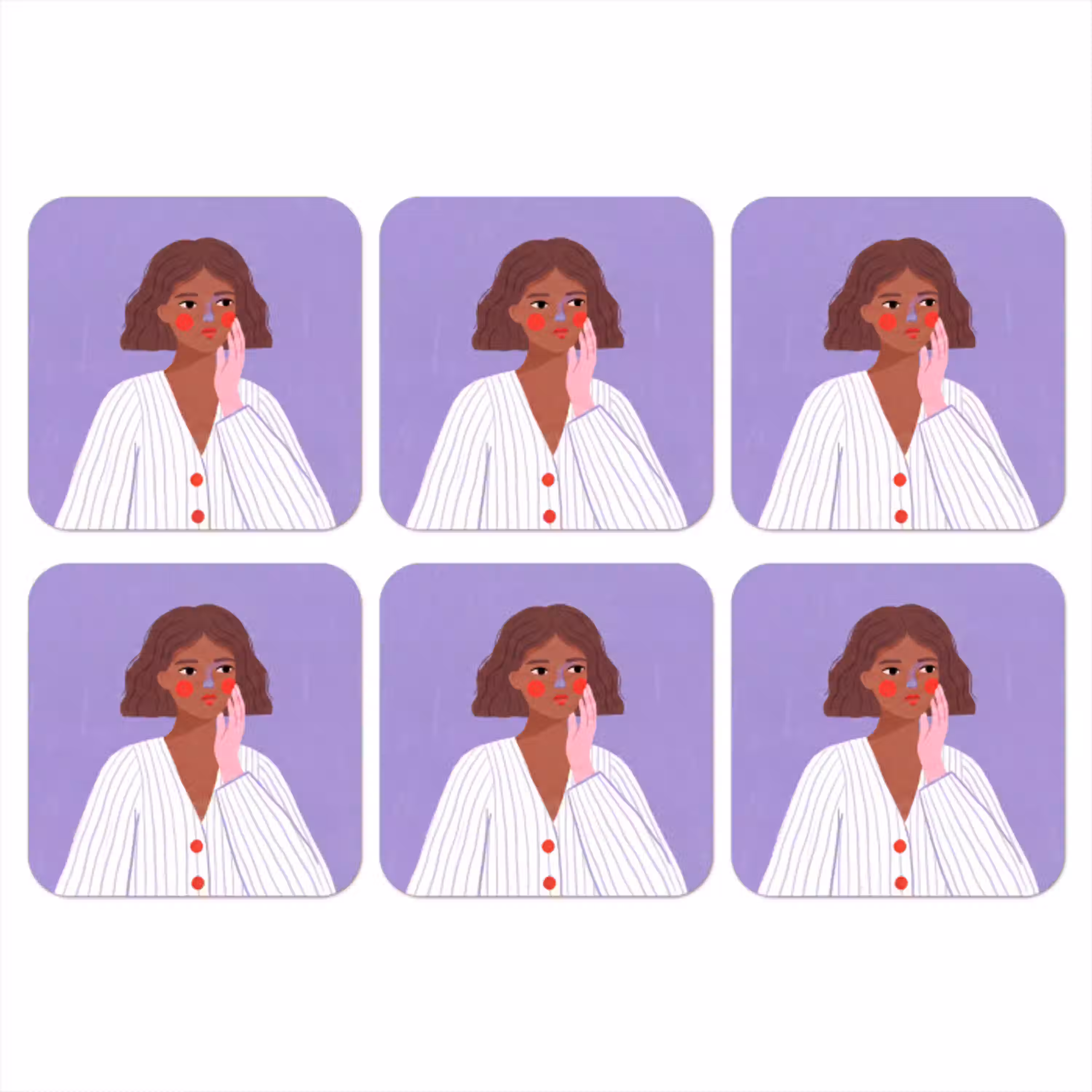 Vrouw - Gezicht - Mensen - Abstract - Kleurrijk onderzetter kurk middel -3d