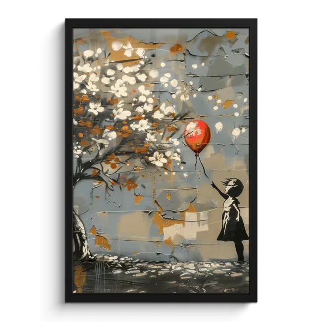 Poster met lijst - Boom - Graffiti - Banksy Style - Balloon Girl