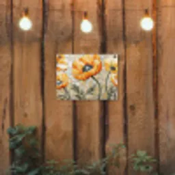 Klaprozen - Oranje - Mozaïek - Bladeren tuinposter los doek klein -sfeer1