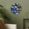 Bloemen - Patroon - Blauw - Contrast Akoestische PET Vilt - Rond klein -sfeer2