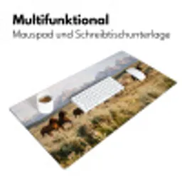 Paarden - Kudde - Bergen - Vrijheid - Wild Muismat XXL klein -ysfeer4_duits