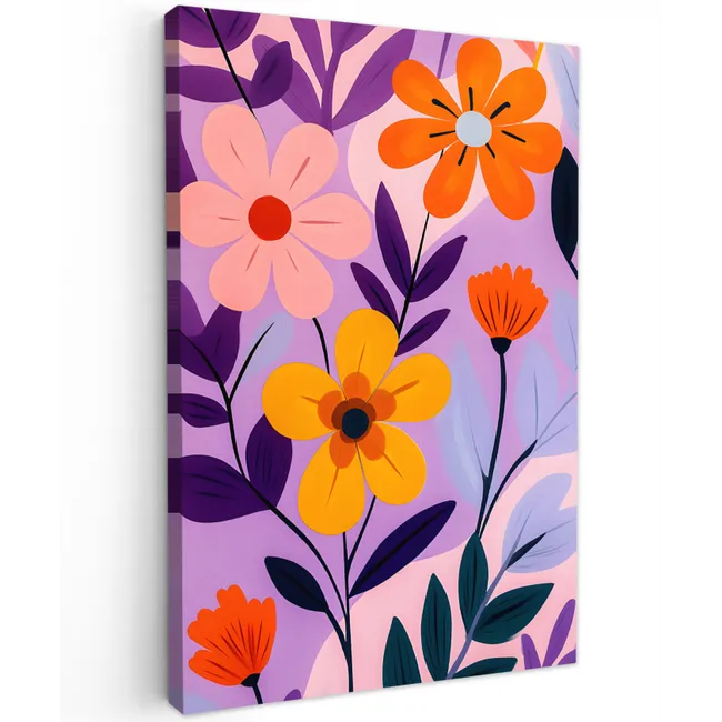 Bloemen - Kleurrijk - Bladeren Tuinposter op houten frame 2 cm dik klein -3d