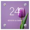 Paarse tulp - Klassiek Naambord Vierkant klein -3d