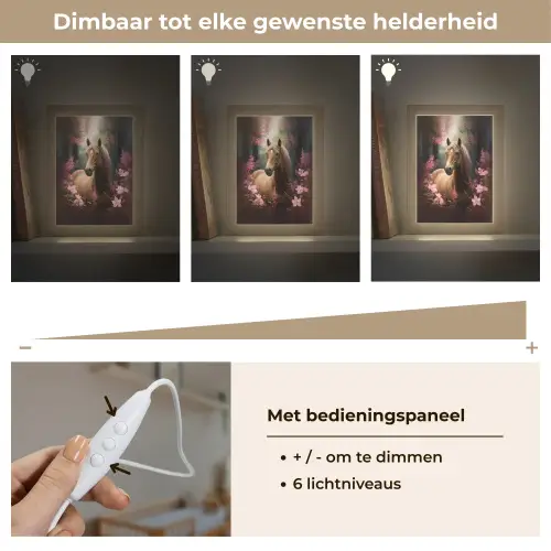 Paard - Bloemen - Roze - Natuur - Bos Light Box met kabel klein -USP_dimbaarNL