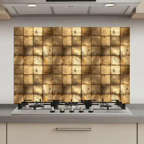 Geometrisch - Tegels - Goud keuken achterwand spatscherm klein 900 -3d_website