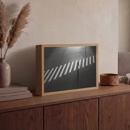 Zeebrapad - Hardloper - Zwart - Wit Light Box met batterij (Wandlamp) middel -sfeer2