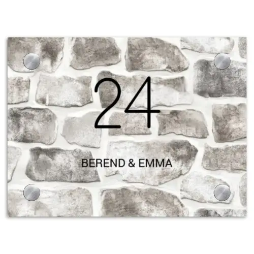 Natuurstenen - Klassiek Naambord Rechthoek middel -3d