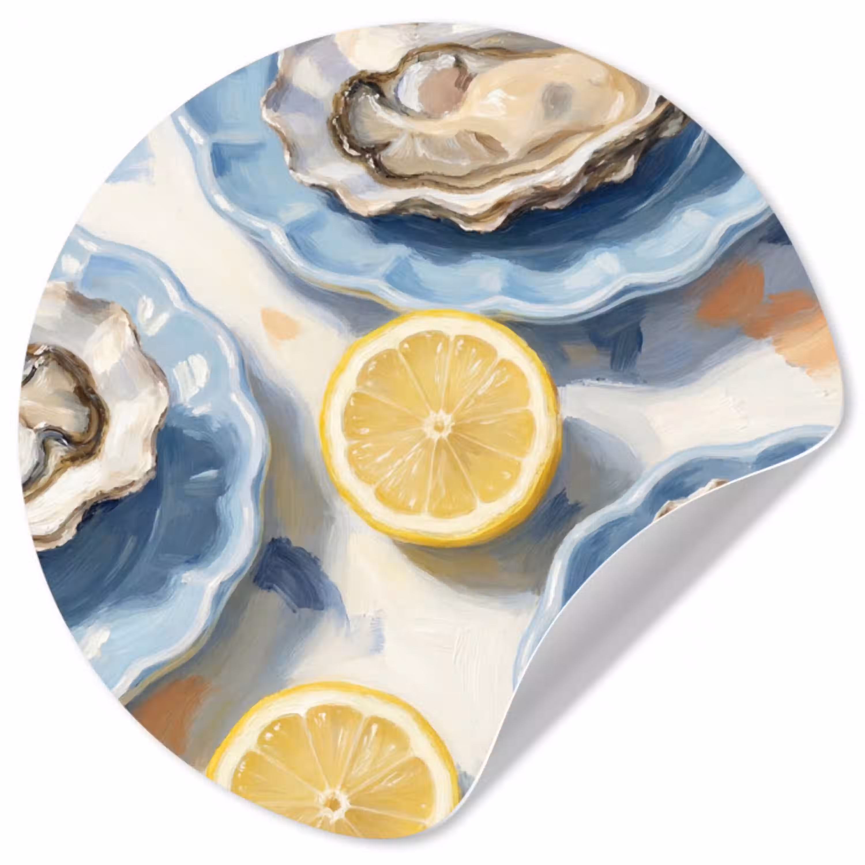 Eten - Oesters - Citroenen - Modern - Geel Wandcirkel behangsticker klein -3d