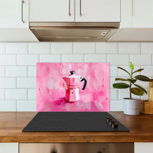Roze - Verf - Coffee keuken achterwand spatscherm klein -sfeer2