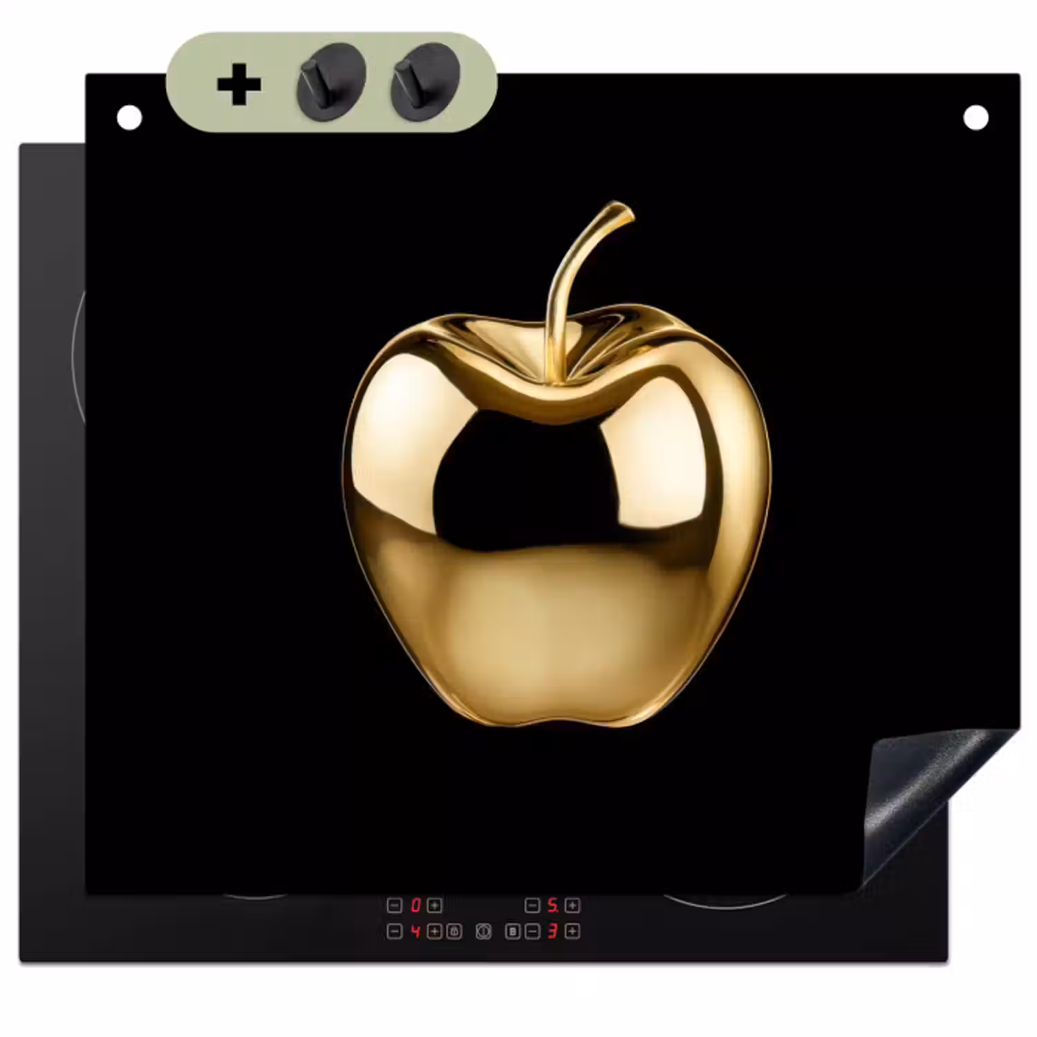 Inductie beschermer en spatscherm (2in1) - Appel - Goud - Chrome - Zwart