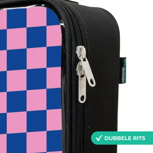 Blokjes - Blauw - Roze Kinderkoffer - Zwart klein -rits_NL