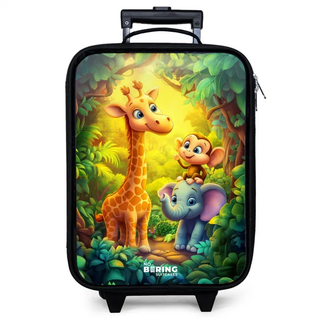 Giraf, olifant en aapje in het bos Kinderkoffer - Zwart klein -zzz_website3d