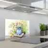 Vaas - Delftsblauw - Madeliefjes keuken achterwand spatscherm klein -3d_schuin