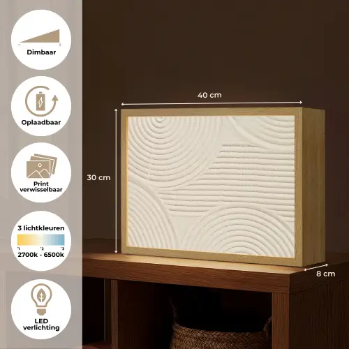 Patroon - Abstract - Wit Light Box met batterij (Wandlamp) middel -USP_websiteoverzichtNL