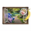 Doorkijk - Tuin - Raam - Hortensia - Bloemen Placemat vinyl groot -zzzproduct_Kitchenyeah-website
