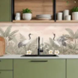 Kraanvogels - Natuur - Roze keuken achterwand 2 middel -sfeer3