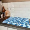 Ruitpatroon - Blauw - Crème Inductie beschermer vinyl 3mm klein 276 -sfeer3