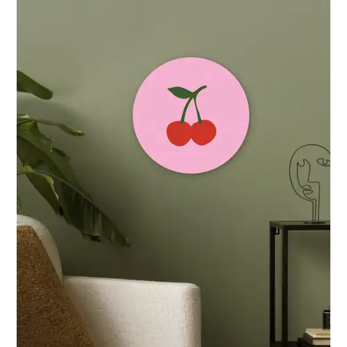 Kersen - Roze - Illustratie Wandcirkel kunststof plaat 5mm dik klein -sfeer3