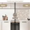 Bloemen - Blaadjes - Patroon keuken achterwand 2 middel 871 -voor-na2_NL