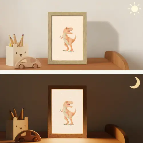 Dino - T-Rex - Oranje - Stippen Light Box met kabel klein -sfeer3_kind