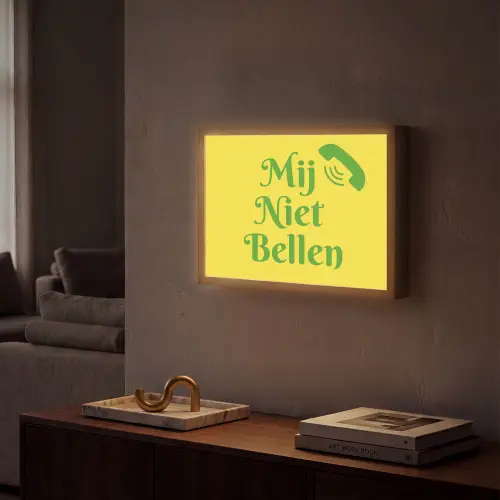 Mij niet bellen - Telefoon - Geel Light Box met batterij (Wandlamp) middel -sfeer1