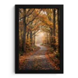 Bospad - Herfstbos - Bladeren - Oranje - Nostalgisch fotolijst zwart zonder passe partout klein -3d