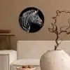 Zebra - Zwart - Wit - Portret - Dieren Wandcirkel kunststof plaat 5mm dik klein -sfeer1