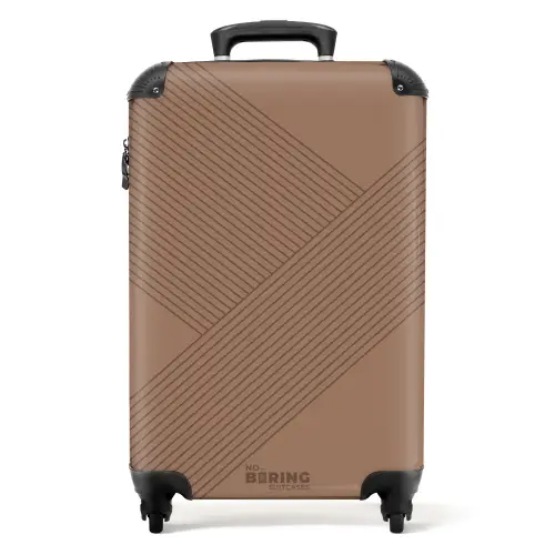 Minimal - Kruisende lijnen op warm bruin NBS - Handbagage koffer - Unisex middel -productfoto_recht