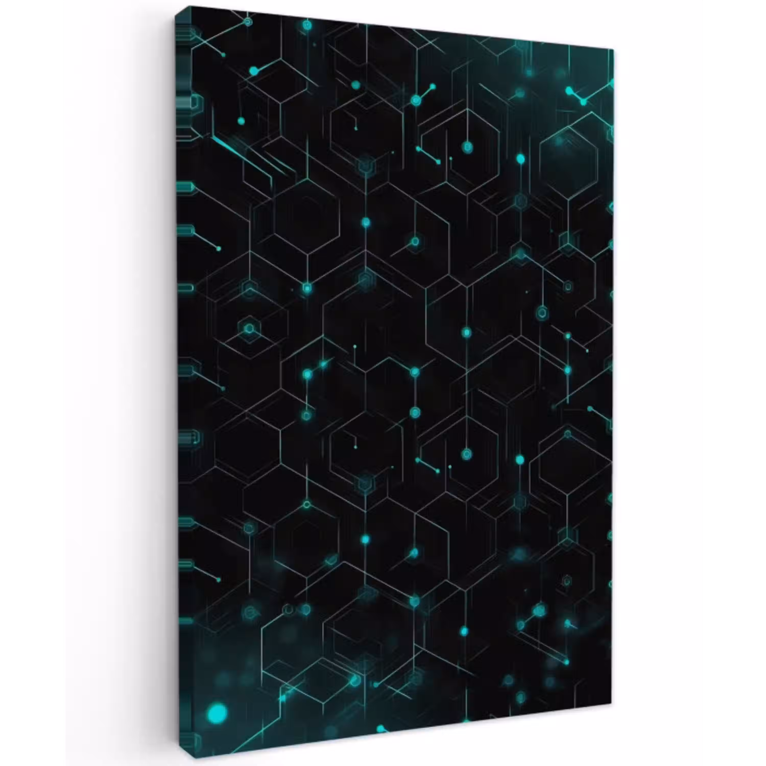 Gaming - Netwerk - Blauw - Punten - Patroon Tuinposter op houten frame 2 cm dik middel -3d