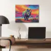 Neushoorn - Zonsondergang - Savanna - Kleurrijk PET vilt klein -sfeer5
