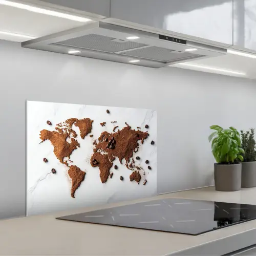 Wereldkaart - Koffie - Marmer keuken achterwand spatscherm klein -3d_schuin